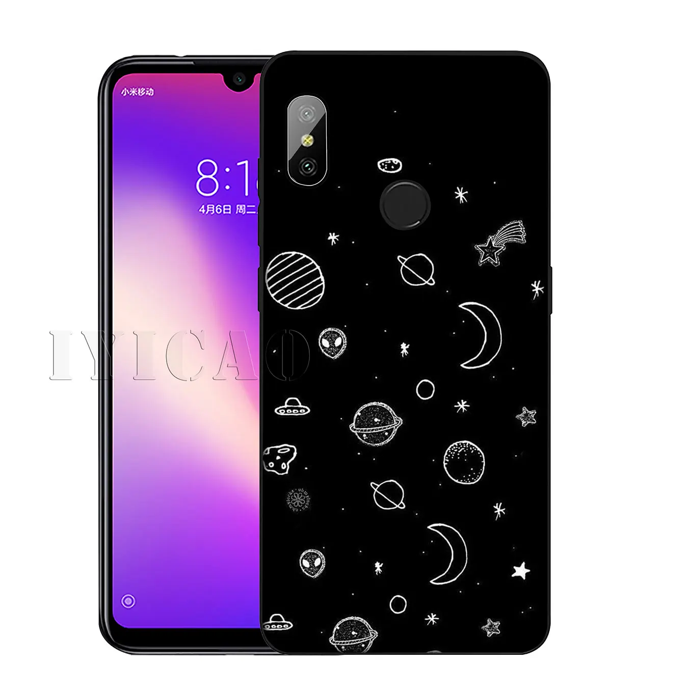 IYICAO Cute Alien UFO Kawaii Soft Silicone Phone Case for Xiaomi Redmi K30 K20 8A 7A 6A 5A S2 GO Note 8 8T 7 5 6 Pro Cover |