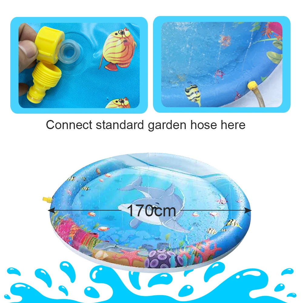 

170cm Children's Baby Play Water Mat Games Beach Pad Lawn Inflatable Spray Water Cushion Toys Outdoor Kids Outdoor Sports Toys
