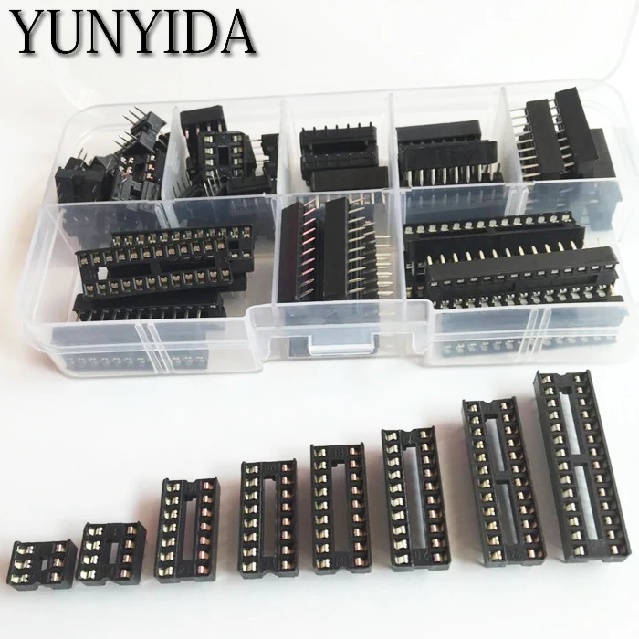 66 шт./лот DIP IC розетки адаптер паяльный Тип Комплект розеток 6 8 14 16 18 20 24 28 контактов