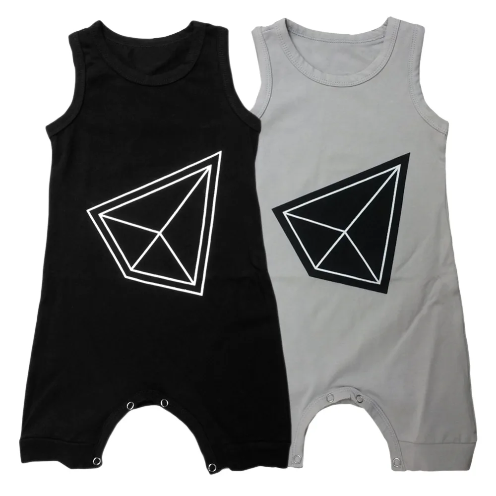 Лето новорожденного для маленьких мальчиков без рукавов хлопок геометрические