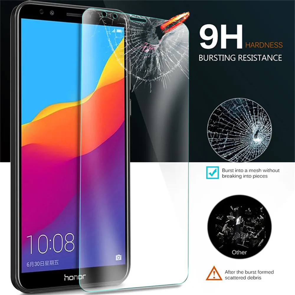 Закаленное Стекло чехол для huawei Honor 7A 7C Pro Y6 Y7 Y9 Y5 Prime 2018 Secren протектор 9 H защита на