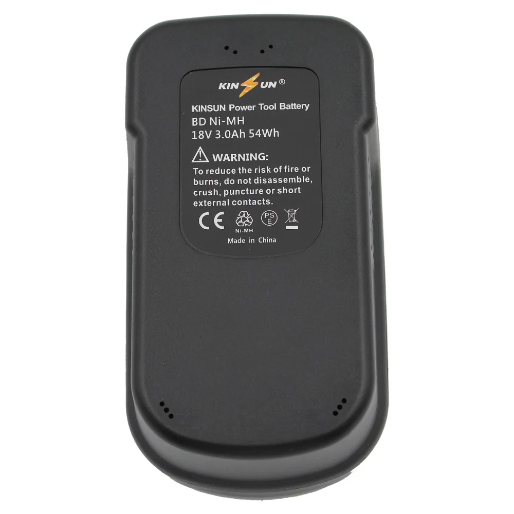 KINSUN Сменный аккумулятор для электроинструмента 18 в 3.0Ah Ni-MH для Black& Decker Аккумуляторная дрель-шуруповерт A1718 A18 BD18PSK HPB18