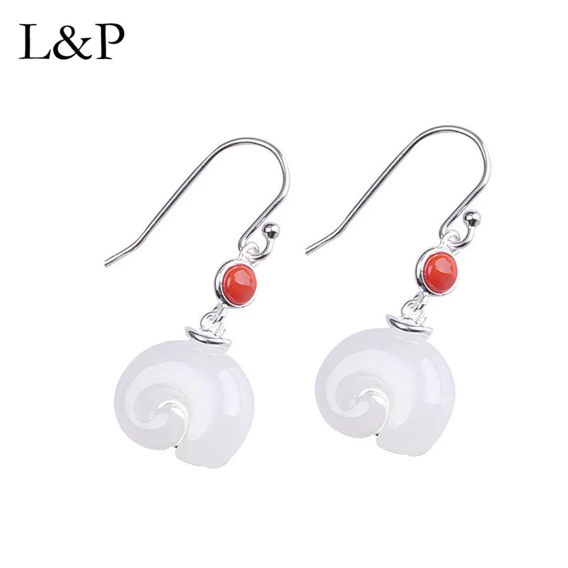 Серьги L & P из настоящего серебра для женщин элегантные серьги подвески ручной