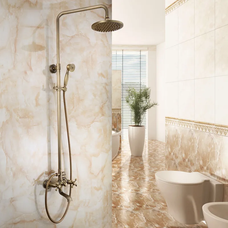 Античный набор для душа смеситель латунная насадка щетка ванны и с 8 дюймовой