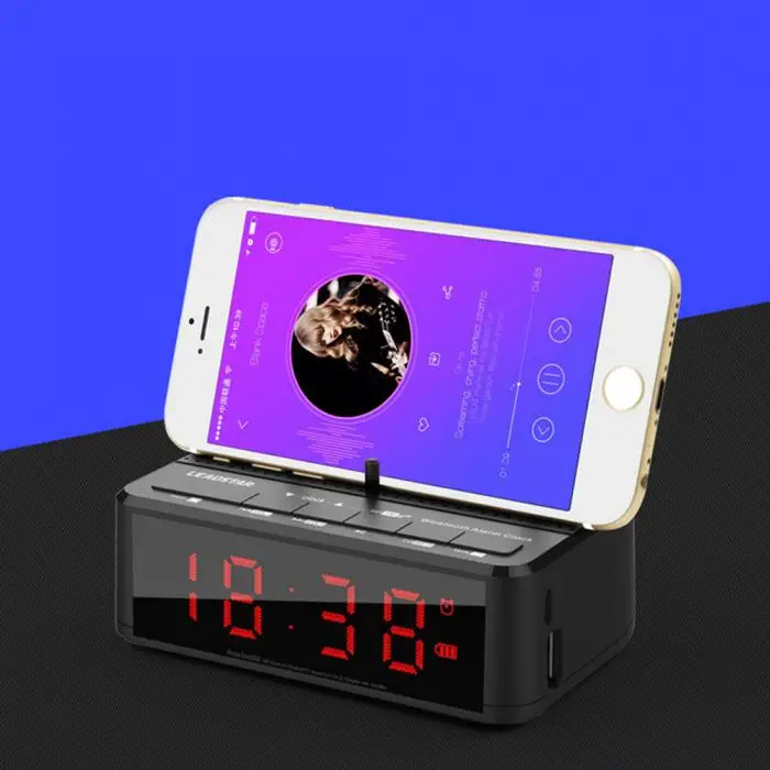 Многофункциональный беспроводной Bluetooth динамик музыкальный плеер светодиодный Будильник цифровой дисплей fm-радио TT-best