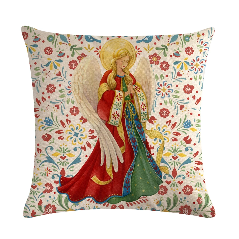 Льняная Наволочка на подушку с изображением Иисуса из христианства Девы и