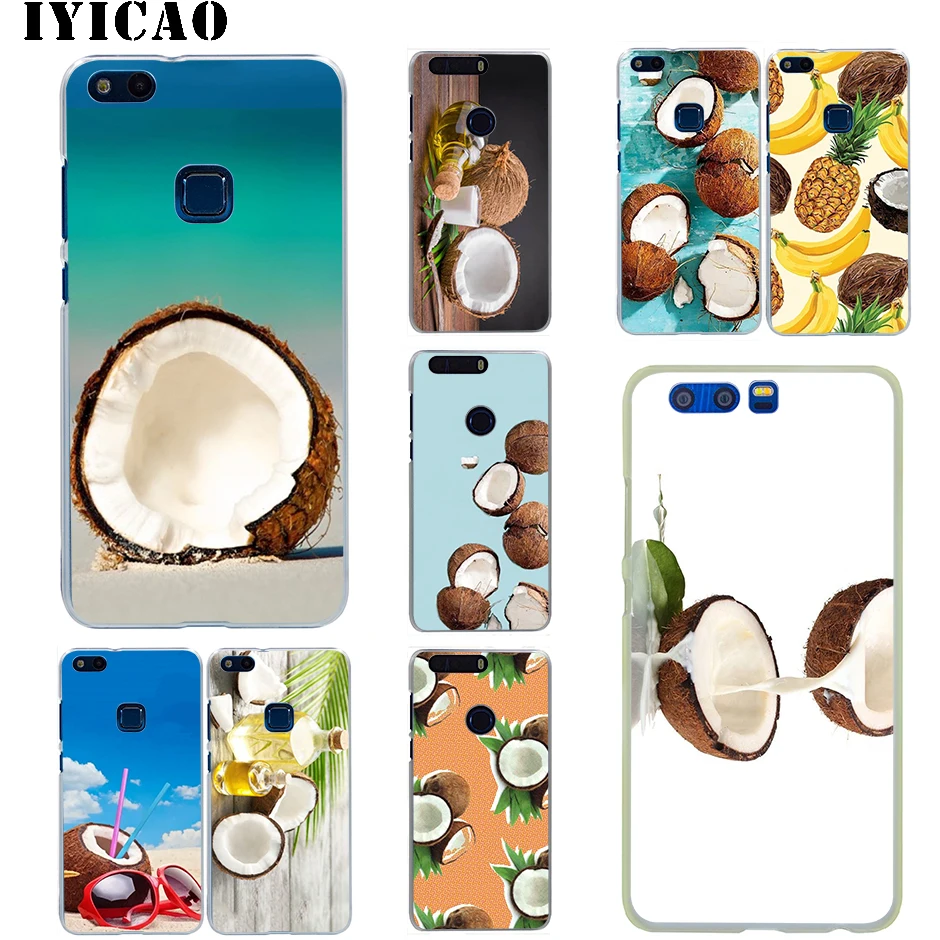 IYICAO чехол фруктовый кокосовый Твердый для Huawei Honor 6A 6C 7A 7C 7X 8 8X 9 10 20 9X Lite Pro Play Note View