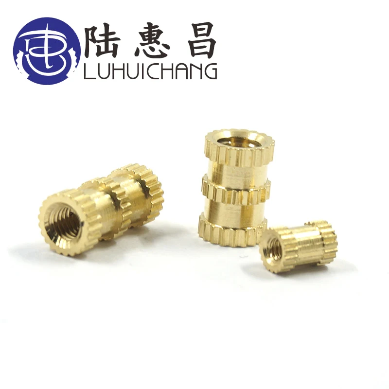 LUHUICHANG M2 M3 M4 инжекционная гайка, медные вставки, Латунная вставка, крепеж с накаткой, гайки с накаткой, встроенные детали