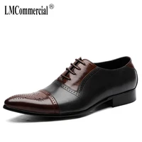 new spring high quality genuine leather wedding shoes male bridegroom business dress men british pointy lace up men dress shoes
