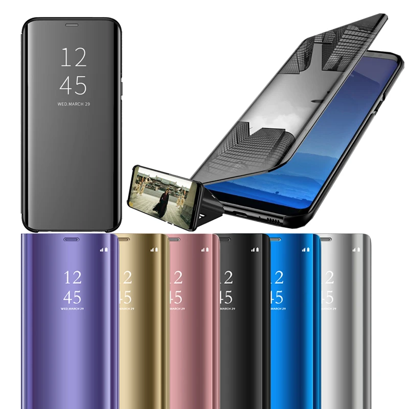 Зеркальный умный чехол для Samsung Galaxy J4 J6 J8 A6 A7 A8 A9 2018 S7 Edge S8 S9 S10 Plus S10e A5 J3 J5 J7 2017 J2 Core
