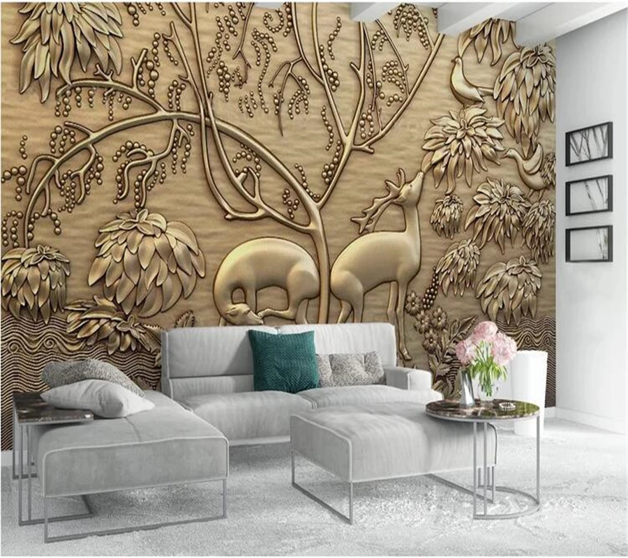 wellyu Custom wallpaper papel de parede European 3D three-dimensional golden relief forest elk bird background wall tapety
wellyu Custom wallpaper papel de parede European 3D three-dimensional golden relief forest elk bird background wall tapety