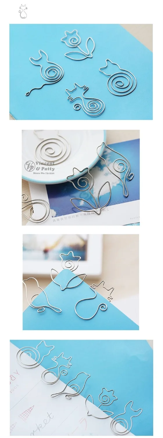 50 шт./лот металлическая Закладка Милая птица и кот скрепка для книги канцелярские