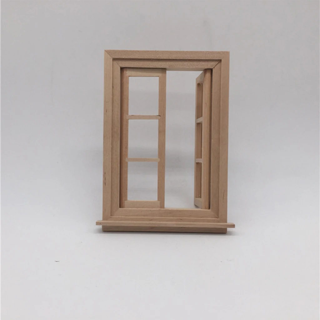 Unpainted Mini Wood 6 Pane Window &amp Frame Glass Sheet for 1/12 Dollhouse Furniture Any Room Items Accessory | Игрушки и хобби