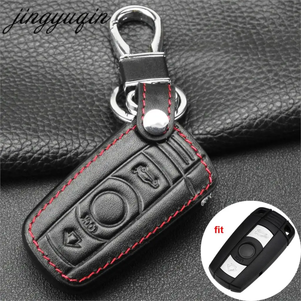 Умный кожаный чехол для ключей jingyuqin BMW 1/3/5/7 Series CAS3 X5 X6 Z4 Auto 3 с кнопками|Футляр