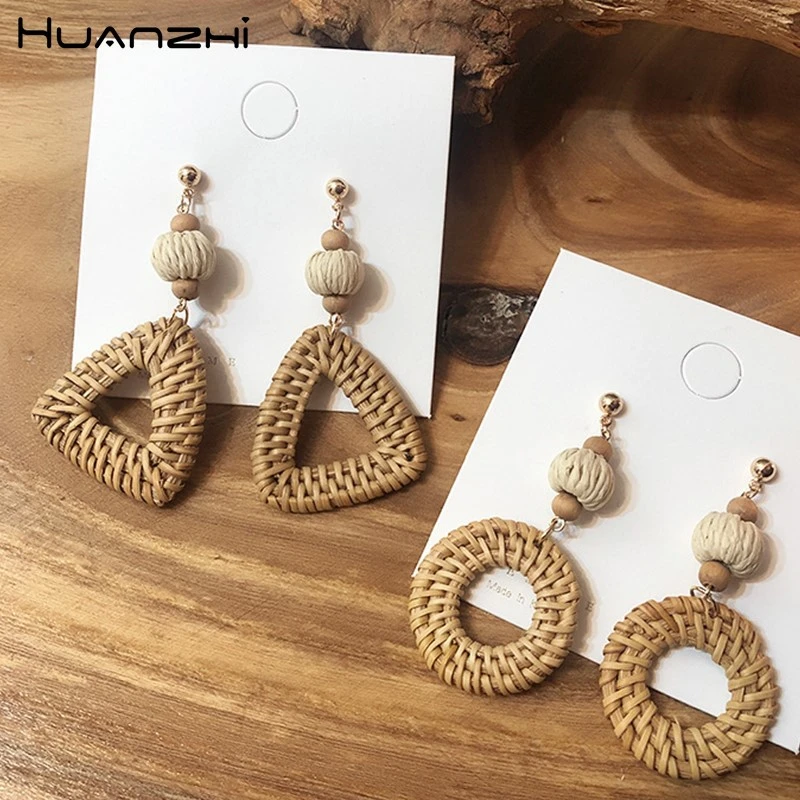HUANZHI новинка 2019 соломенная лоза плетение из ротанга геометрический треугольник