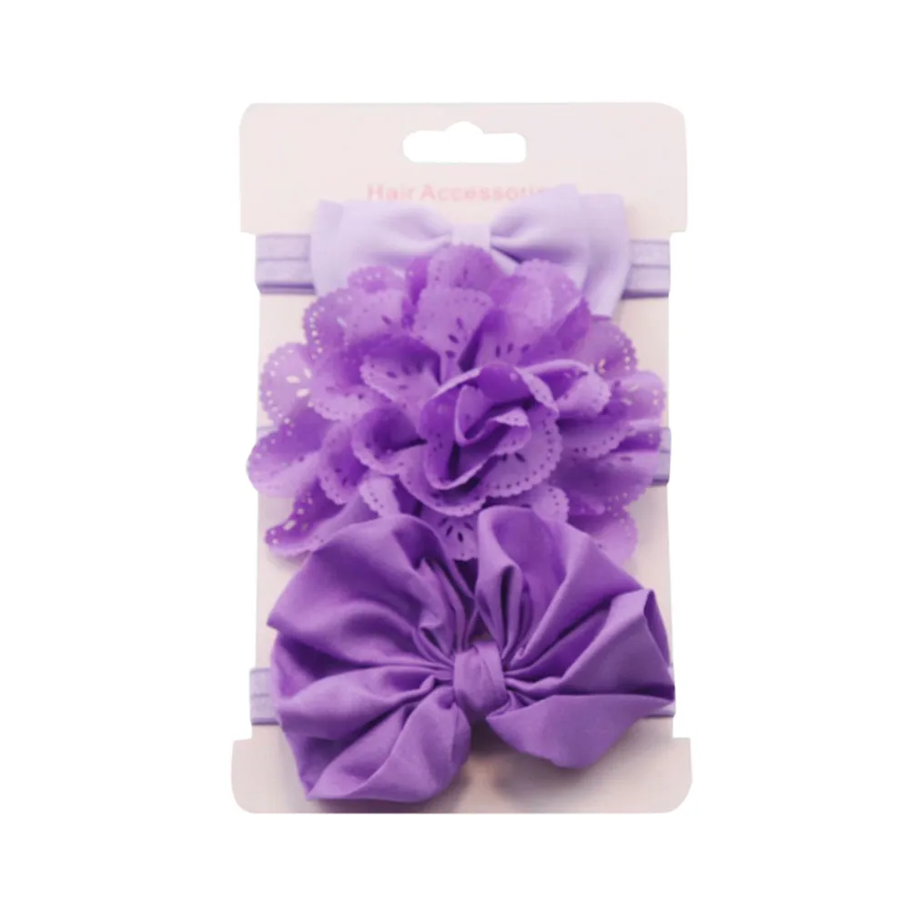 Yundfly 3pcs/set Kids Elastic Floral Headband Baby Girls Bowknot Solid Color Children Hair Turban Headwear Set | Мать и ребенок