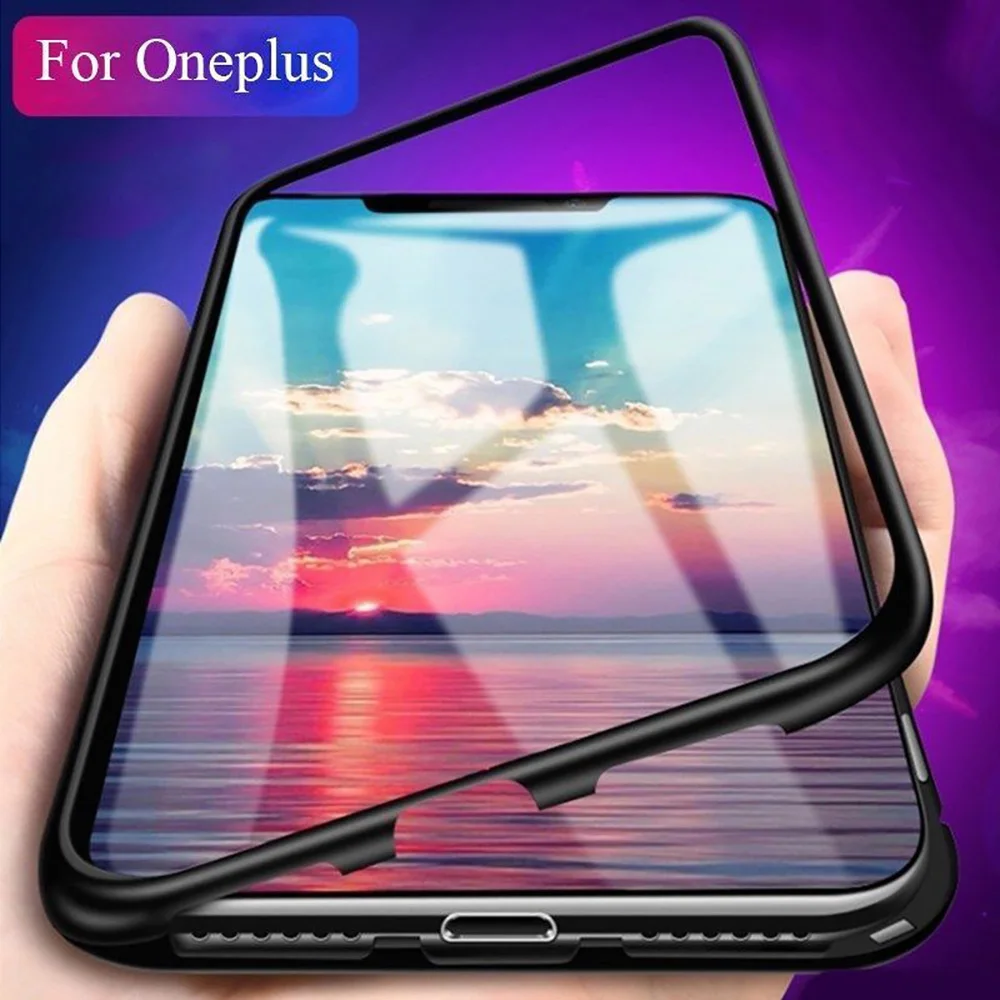 Встроенный Магнитный чехол для OnePlus 6 6T 7 7T 8 Pro закаленное стекло магнитное