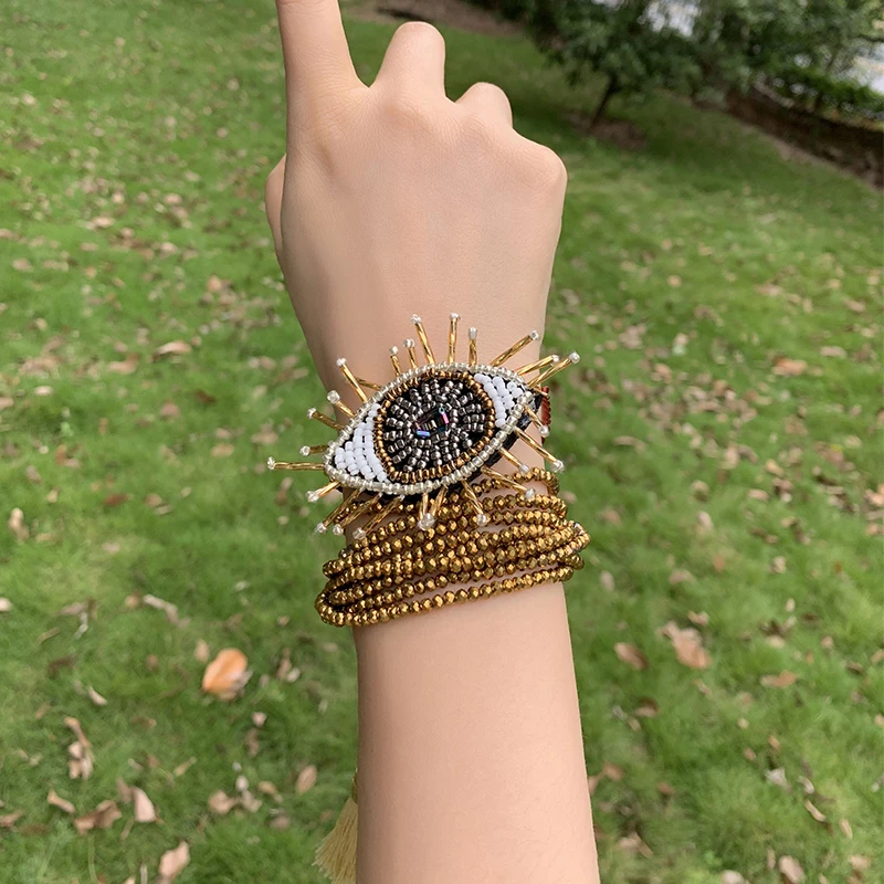 ZINI металлические браслеты женские для щиколотки золотого цвета с синей Злой Глаз