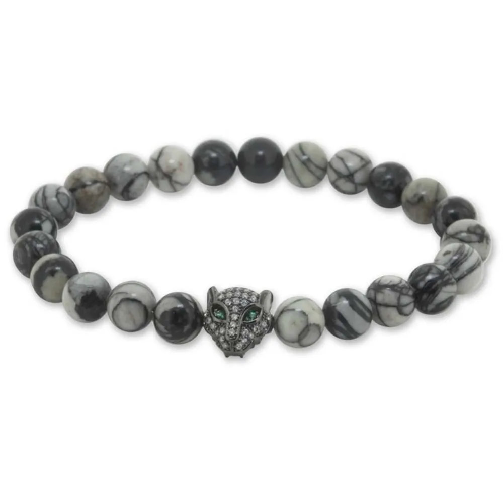 Натуральный паук веб череп из каменных бус браслеты 2017 Bracciali Pulseras мужские