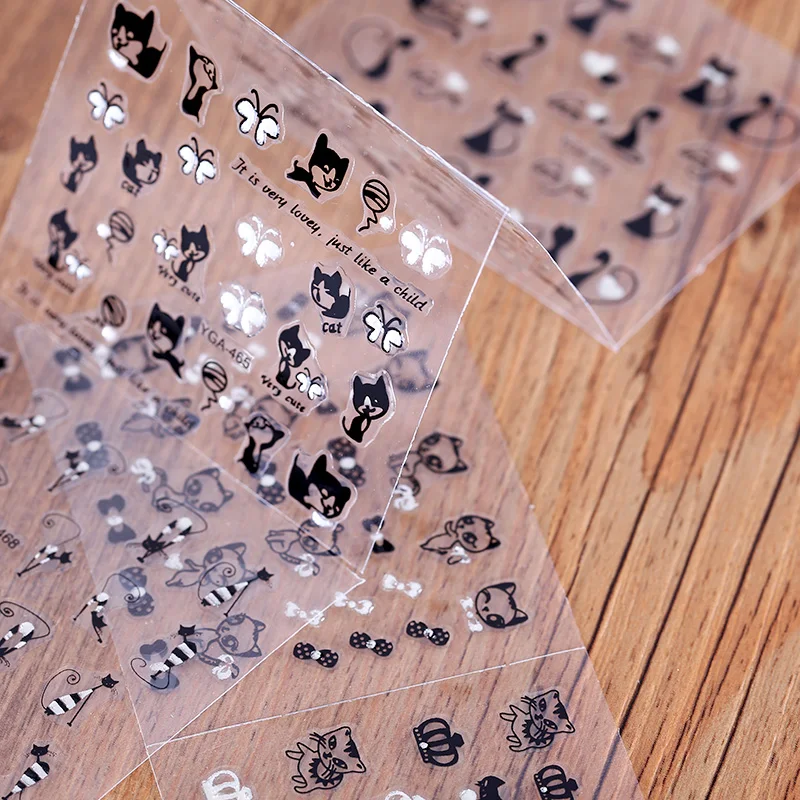 12 листов красота персидская кошка дизайн Фольга переводные наклейки для дизайна