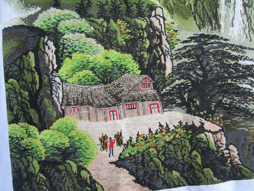 Ручная вышивка пейзаж Картина восходящее солнце|embroidery wall|embroidery bobbinpainting software |