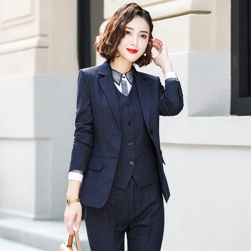 Women suits Slim spring stripe Blazers Pants 2-piece set OL Formal Business pants Woman 9819 | Женская одежда