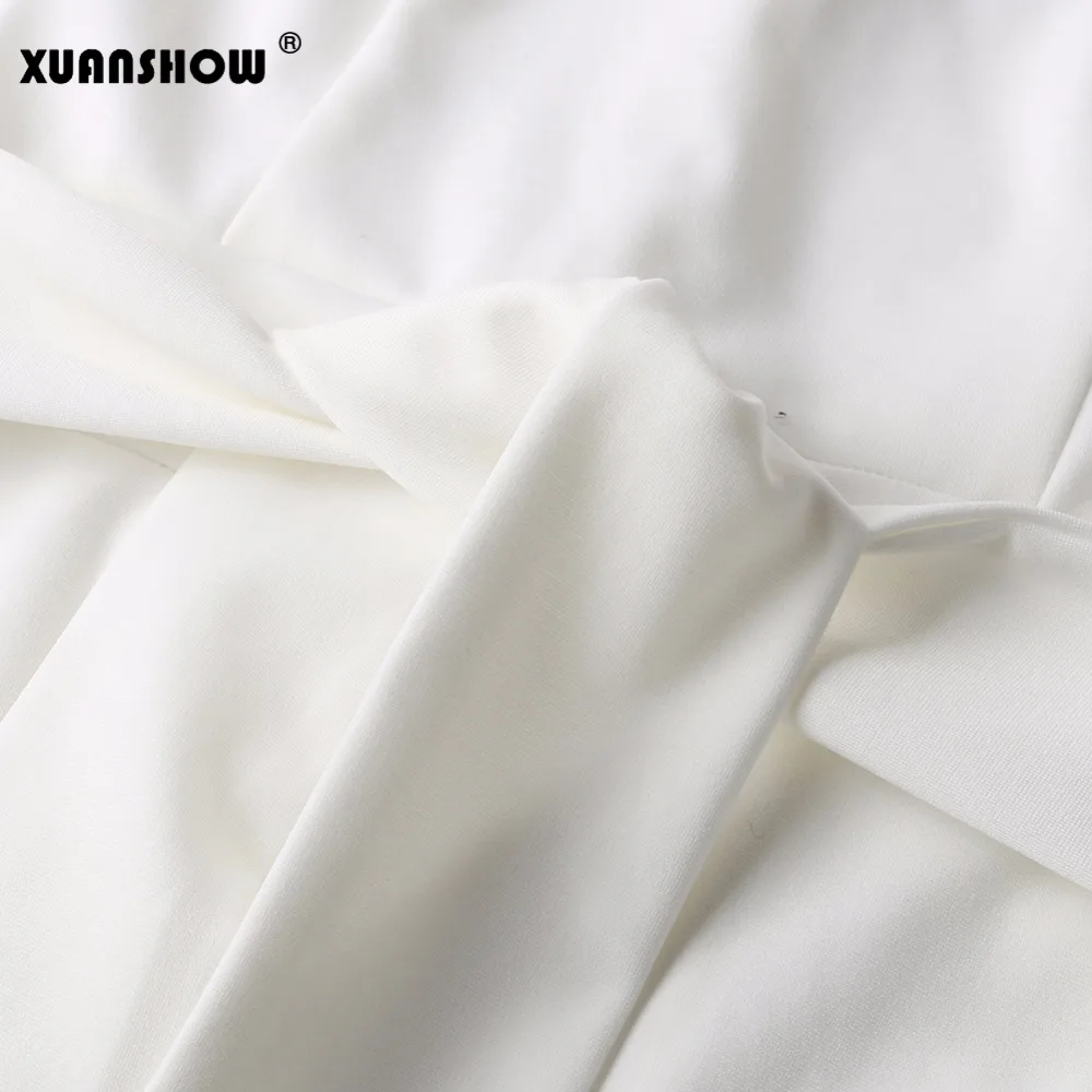 

XUANSHOW Jumpsuits for Women 2018 Sexy Solid Color Half Sleeve Wide Leg Pants Body Feminino Plus Size