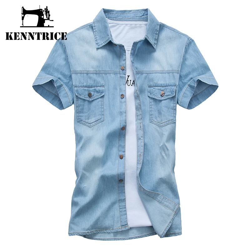 Kenntrice рубашка мужская джинсовая брендовые винтажные джинсы Весна Slim Fit