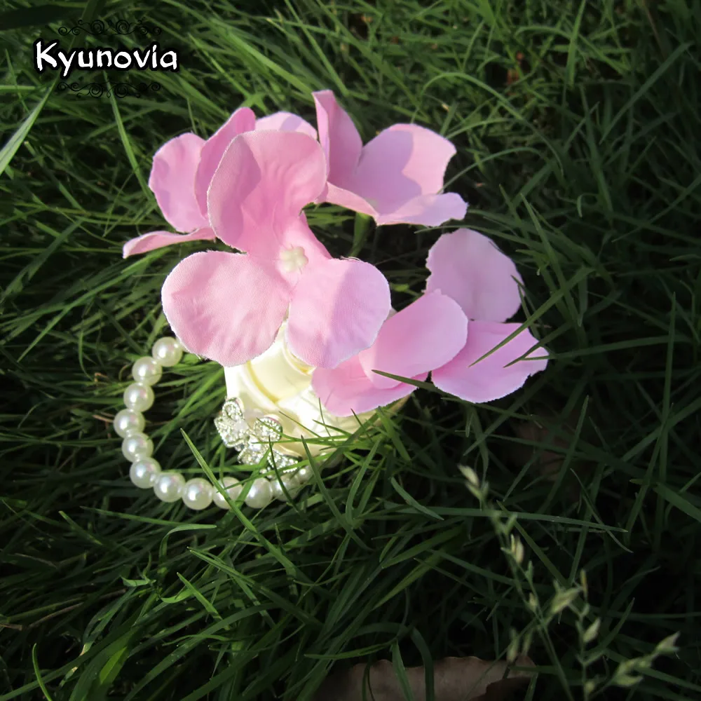 Kyunovia Гортензия Свадьба Пром корсаж браслет невесты ручной Цветы Аксессуары