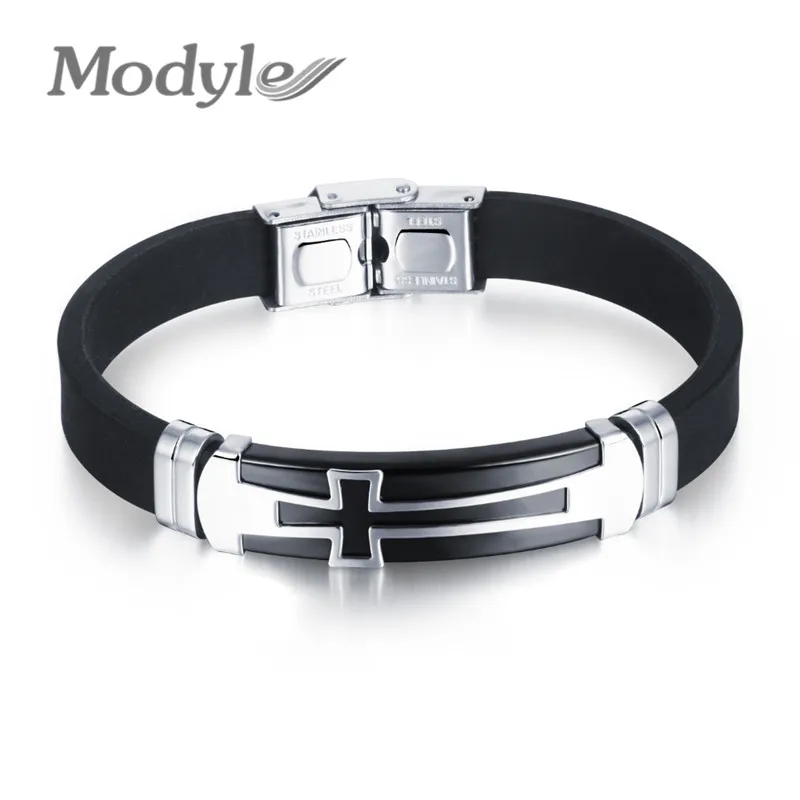 Мужские браслеты с большим крестом Mostyle Новые Модные Винтажные из силикона и