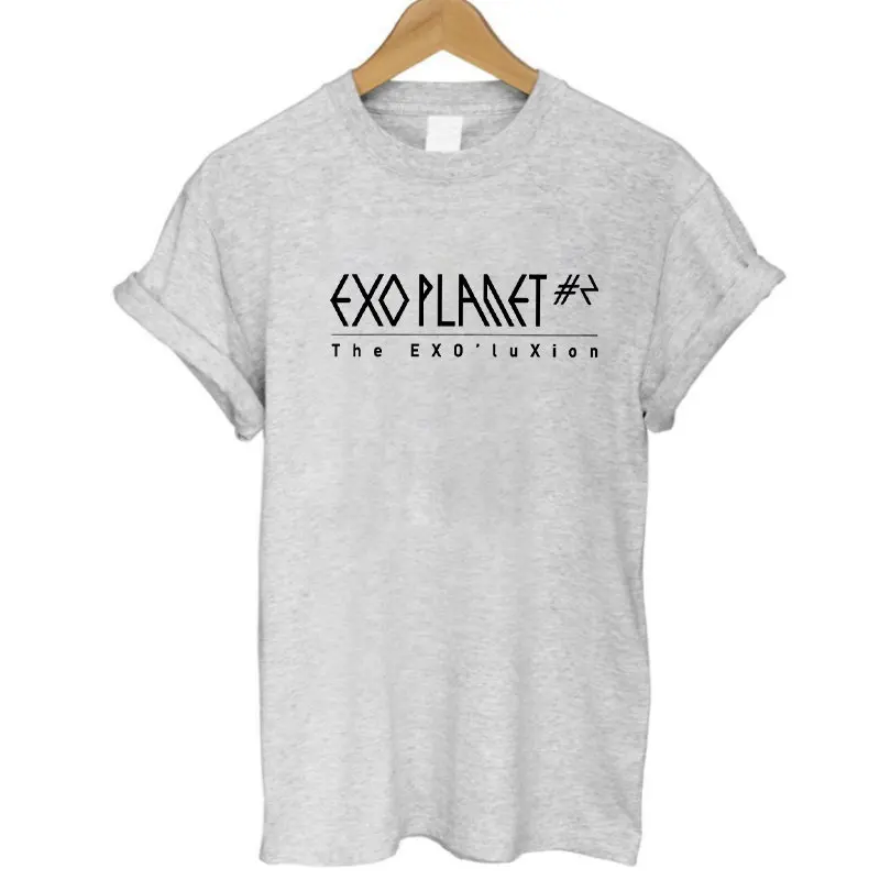 W GREY COOLMIND EX0101B хлопок, свободная крутая женская футболка с принтом EXO, Повседневная футболка с коротким рукавом, женская летняя свободная футболка - Цвет: W GREY