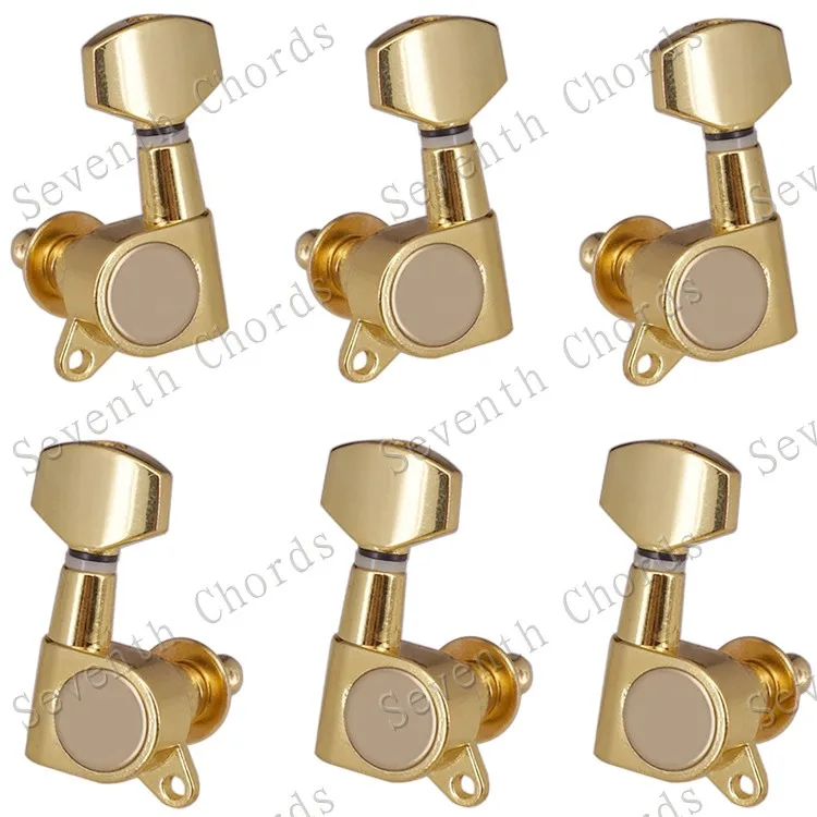 Набор 6 шт. Sealed-gear Guitar Tuning Pegs ключи тюнеры машинные головки для гитары-хромовый и черный и золотистый выбор - Цвет: Gold A Set 3L3R