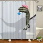 Забавная занавеска для душа с динозаврами, из водонепроницаемого полиэстера, декор для ванной с 12 крючками
