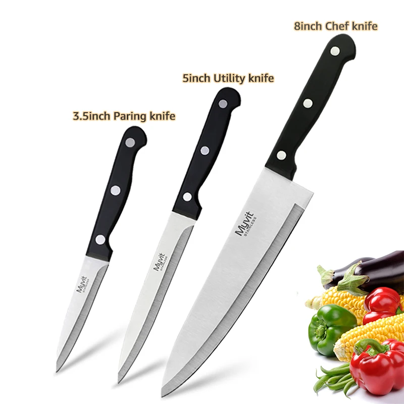 3 knives set Кухонные ножи из нержавеющей стали 3,5 '5'8' 3CR13, многофункциональный нож в японском стиле для очистки овощей и фруктов, нож для мяса, кухонный инструмент - Цвет: 3 knives set