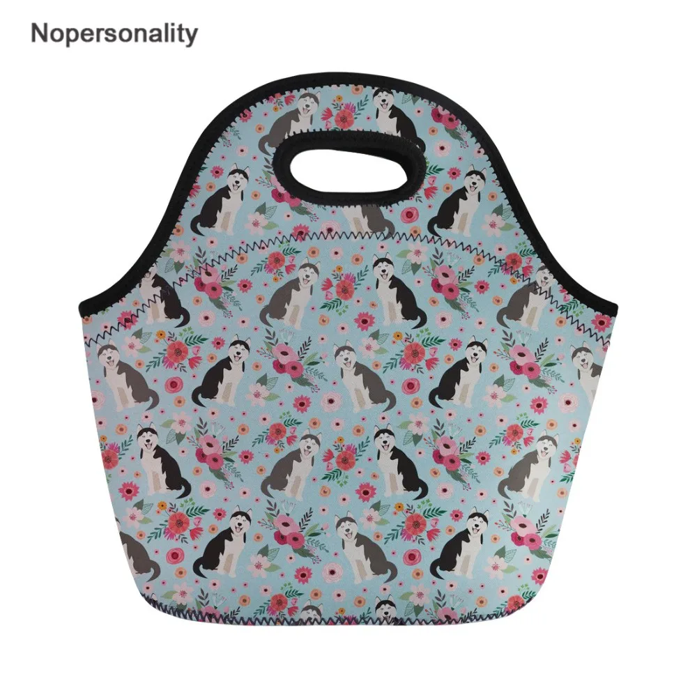 

Nopersonality Flower Husky Zipper Replicate Lunch Bag Insulated Thermal Lunch Box Family Picnic Tote Food Bag for Women Adults