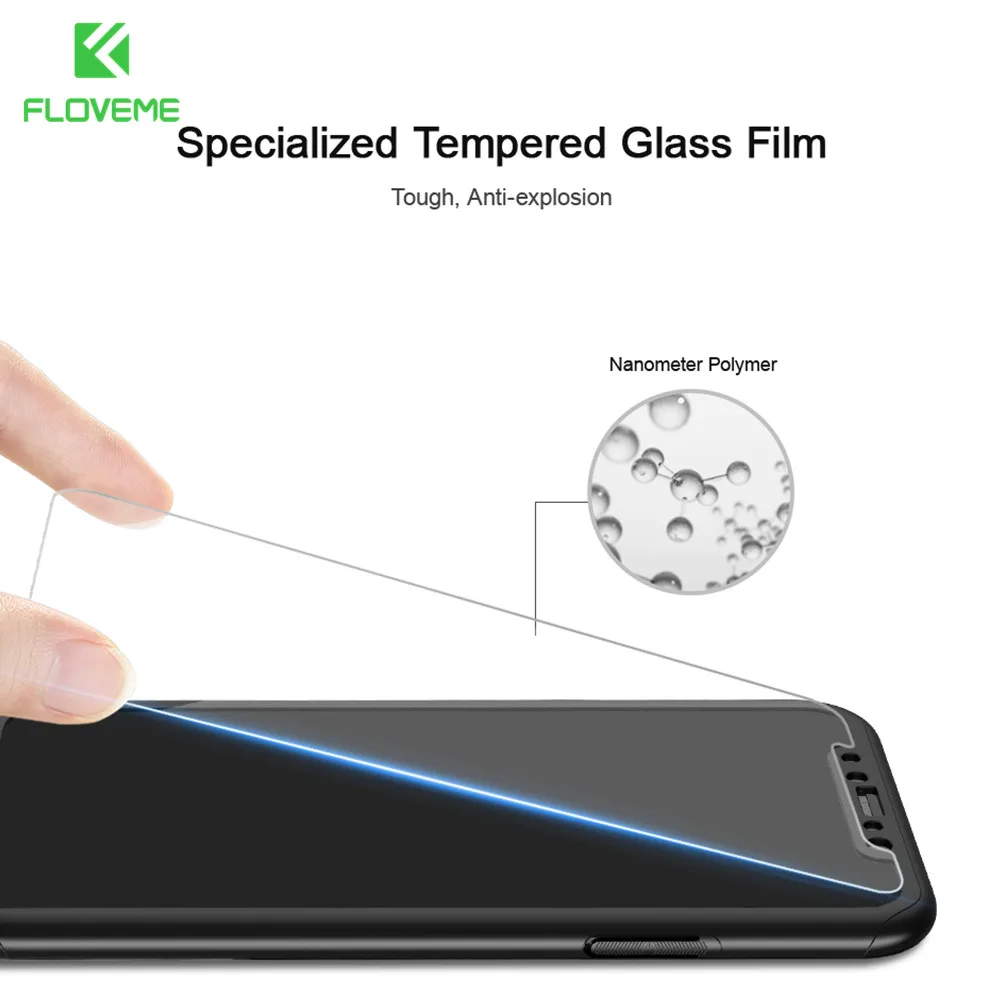 Floveme 360 Case градусов защитный чехол для iPhone 7 6S 6 8 Plus 5S 5 X 10 закаленное стекло
