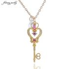 Ожерелье с подвеской в виде космического ключа Сейлор Мун для женщин и девушек аниме косплей ожерелье ювелирные изделия с белым кристаллом оптовая продажа 20 шт.