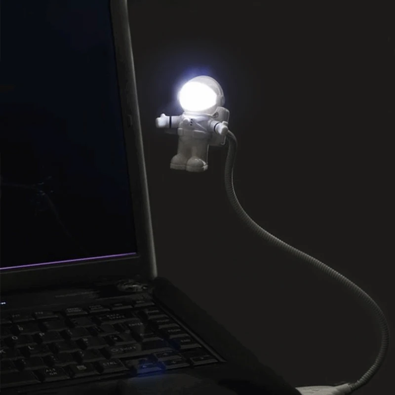 

New White Flexible Spaceman Astronaut USB Tube LED Night Light Lamp For Computer Laptop PC Notebook Reading Portable DC 5V