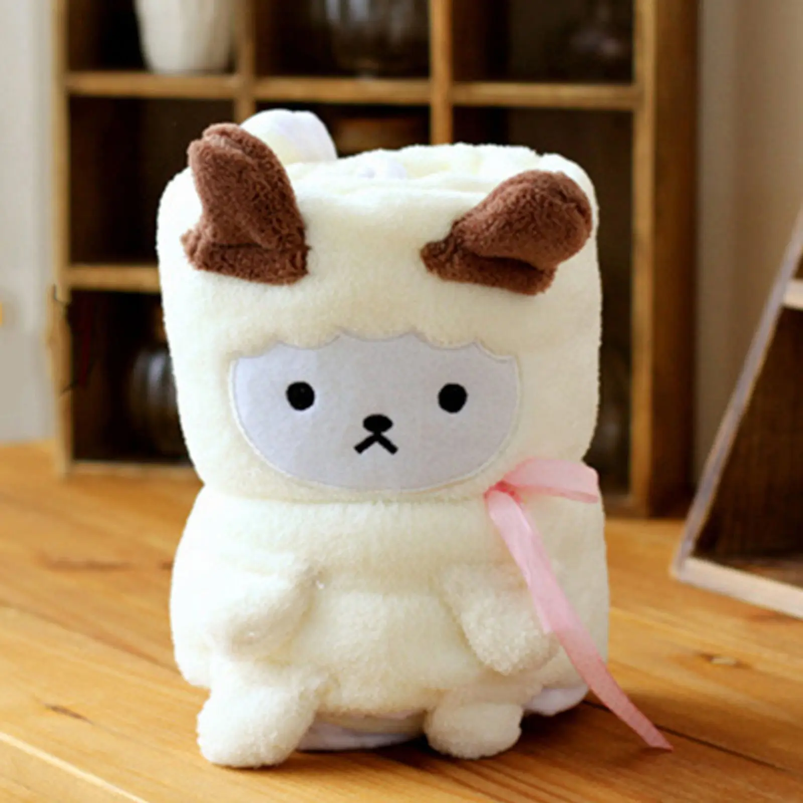 Beige Lamb Милое детское одеяльце для сна из кораллового флиса с животными, Пеленальное полотенце для новорожденных - Цвет: Beige Lamb