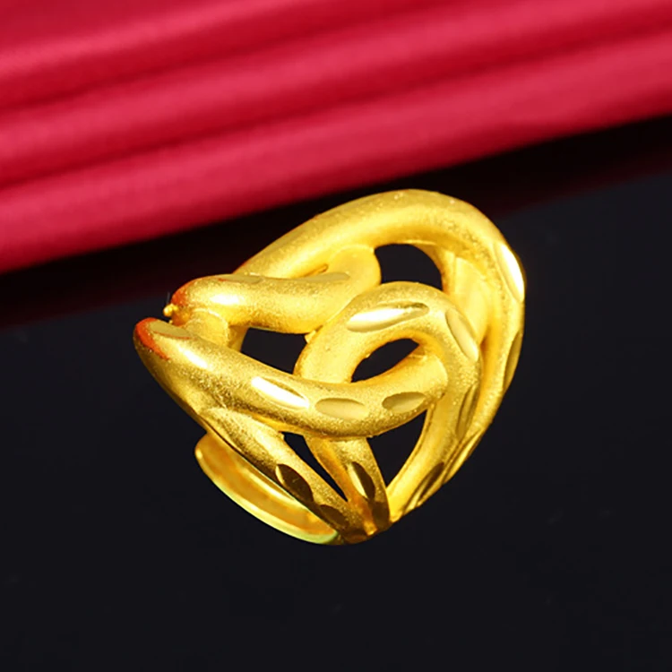 Popular Vietnam Sand Gold Open Women's Ring Delicate 3D Flower No Fade Plated Fist Knuckles Rings for Women unusual goods