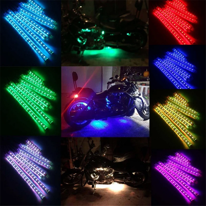 KEYECU 8 шт. набор светодиодных полосок для мотоцикла многоцветные светящиеся