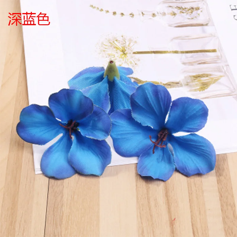 Dark Blue 20 шт 5 см мини шелк искусственная Орхидея цветок голова для свадьбы домашний декор искусственные орхис цветы цимбидиума головы лепесток - Цвет: Dark Blue