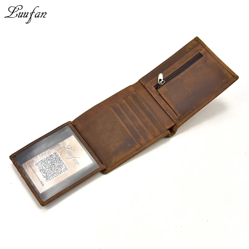 Мужской высококачественный двойной кошелек из натуральной кожи с 2 карманами на