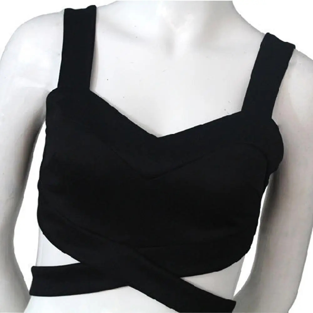 1 шт. сексуальный женский короткий топ на бретельках с открытой спиной черный