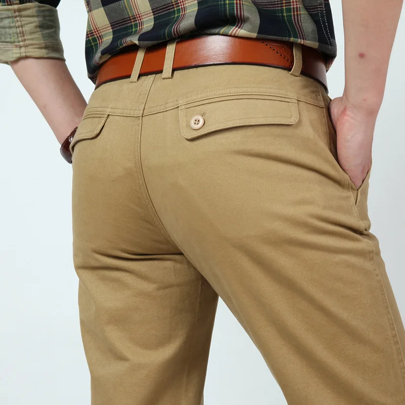 2017 New Arrival Casual Business Pant Men Cotton Solid Straight Black Khaki Loose Trousers Plus Size 29-42 3 Colors |