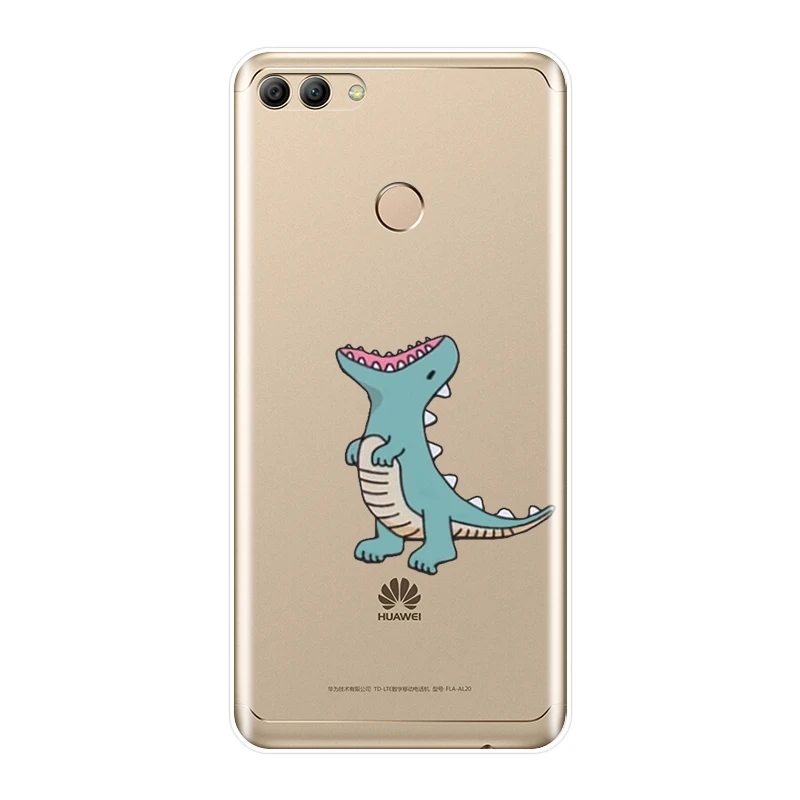 Kawaii динозавров Мягкий силиконовый чехол для телефона huawei Y3 Y5 Y6 II Y7 Pro задняя