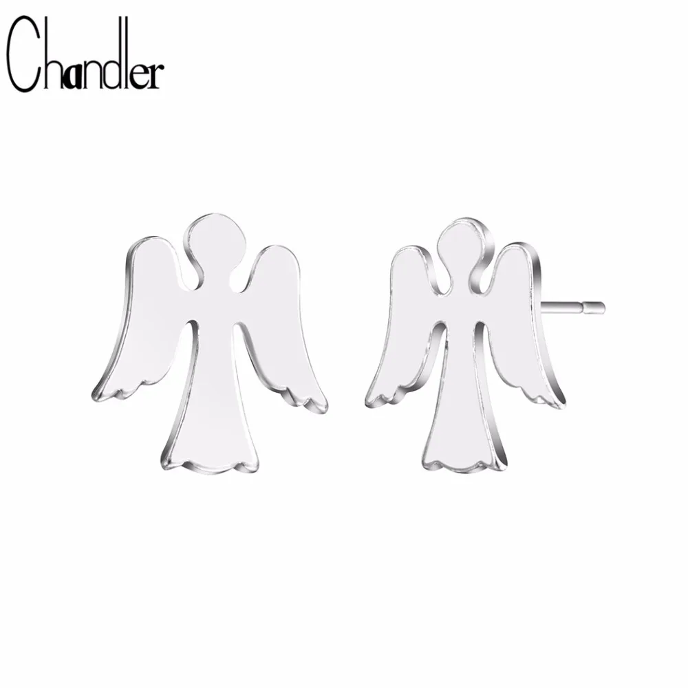 Женские летние серьги-гвоздики Chandler новые модные с ангельскими крыльями и