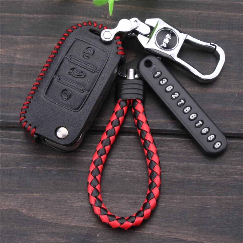 

Кожаный чехол для ключей для автомобиля 3 кнопки для VW polo golf mk7 4 passat jetta чехол для автомобильного ключа с брелоком