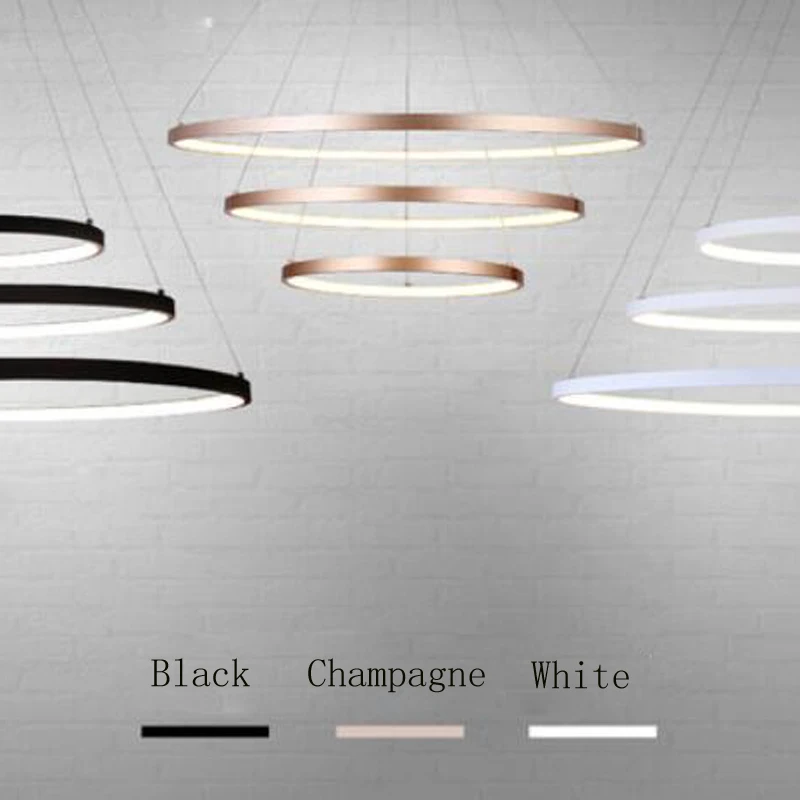 T Simple Chandelier Circular Ring Modern Metal Pendant Livingroom Bedroom Restaurant Lamps Creative LED Chip Lighting DHL Free | Освещение