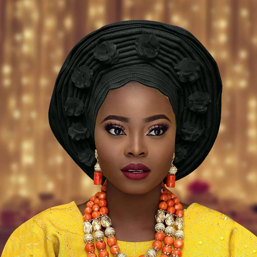 Нигерия Авто gele Африканский головной убор aso oke тюрбан нигерийский ebi с большими